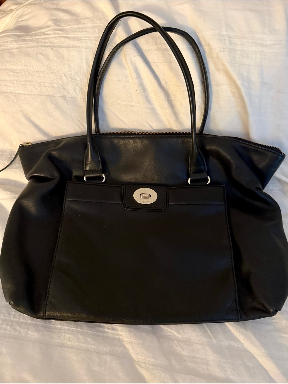 Kate Spade Hampton Road Black Large Leather Satchel Shoulder Bag Handbag Purse